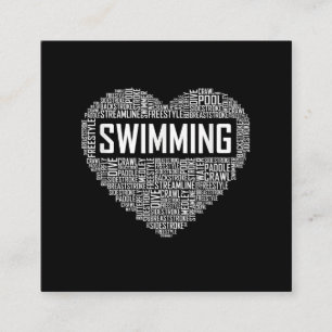 Carte De Visite Carré Swimming Heart Coach Swimmer Venin Swim Lover Toxi