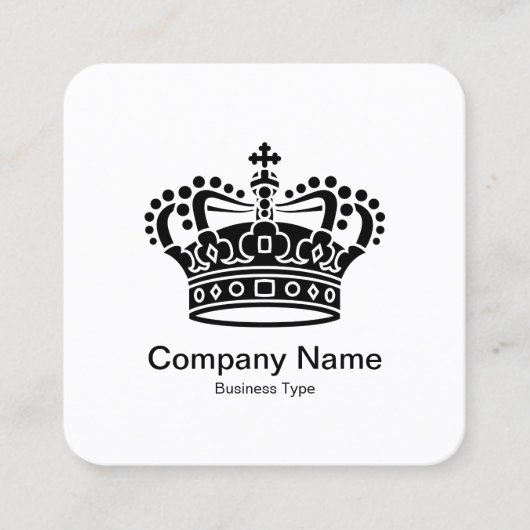 Carte De Visite Carré Symbole de la couronne - Noir sur Blanc (Devant)