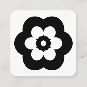 Carte De Visite Carré Symbole des fleurs - Noir sur Blanc