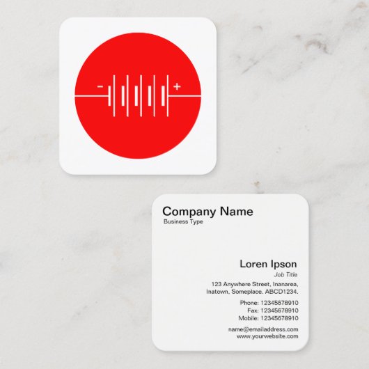 Carte De Visite Carré Symbole des piles cerclées - rouge et blanc (Devant / Derrière)