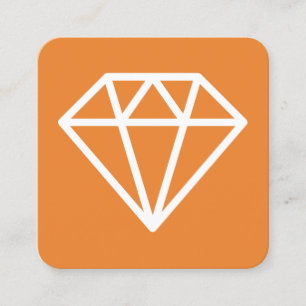 Carte De Visite Carré Symbole diamant - Blanc sur orange