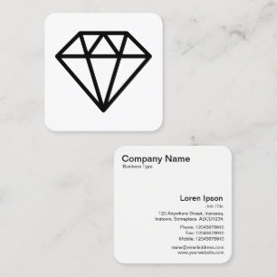 Carte De Visite Carré Symbole diamant - Noir sur Blanc
