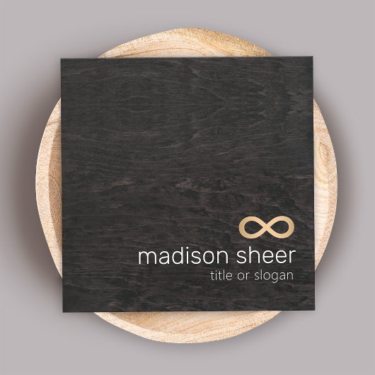 Carte De Visite Carré Symbole d'infini or Bois