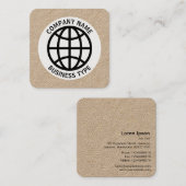 Carte De Visite Carré Symbole du monde - Kraft (Devant / Derrière)