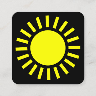 Carte De Visite Carré Symbole du soleil 02 - Jaune sur noir