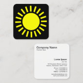Carte De Visite Carré Symbole du soleil 02 - Jaune sur noir (Devant / Derrière)
