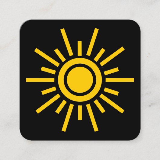 Carte De Visite Carré Symbole Sun 01 - Ambre sur noir (Devant)