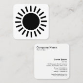 Carte De Visite Carré Symbole Sun 02 - Noir sur blanc (Devant / Derrière)
