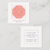 Carte De Visite Carré Symbole Univers Mandala de Corail Moderne (Devant / Derrière)