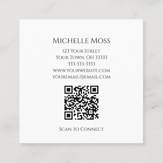 Carte De Visite Carré Symbole Yoga Om Logo simple rose (Dos)