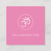 Carte De Visite Carré Symbole Yoga Om Logo simple rose (Devant)