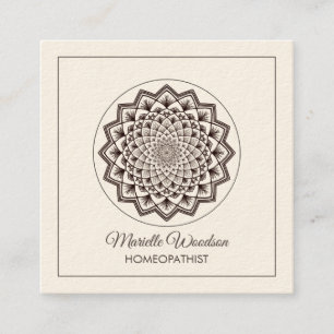 Carte De Visite Carré Symétrie de Mandala homéopathie   Blanc