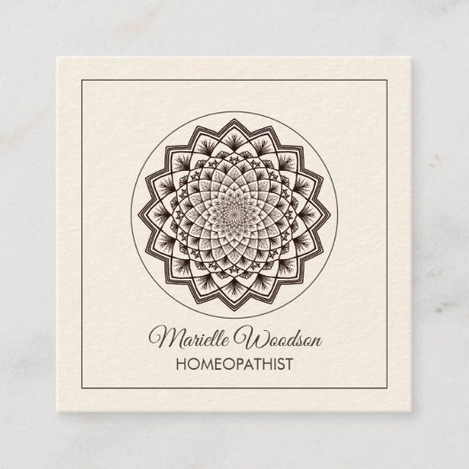 Carte De Visite Carré Symétrie de Mandala homéopathie | Blanc (Devant)