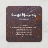 Carte De Visite Carré Table de Noël rustique avec pin et neige (Dos)