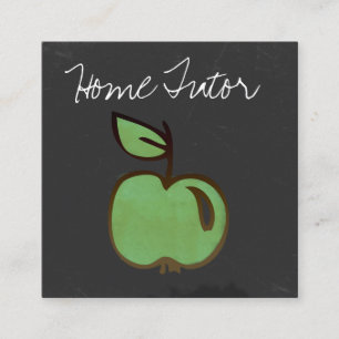Carte De Visite Carré Tableau à la maison d'Apple de vert de professeur