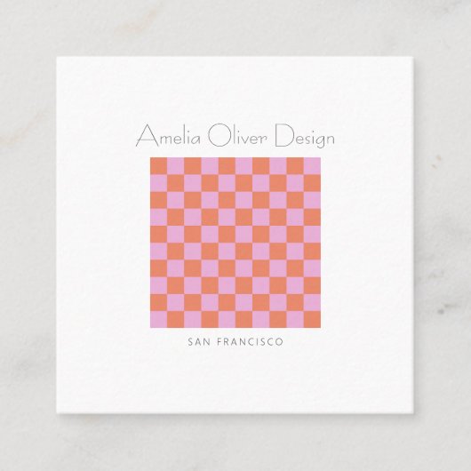 Carte De Visite Carré Tableau de bord moderne rose orange simple personn (Devant)