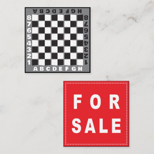 Carte De Visite Carré tableau d'échecs à vendre (Devant / Derrière)