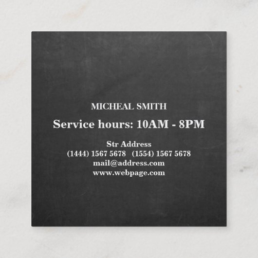 Carte De Visite Carré Tableau noir Ciseaux simples Ciseaux Barres (Dos)