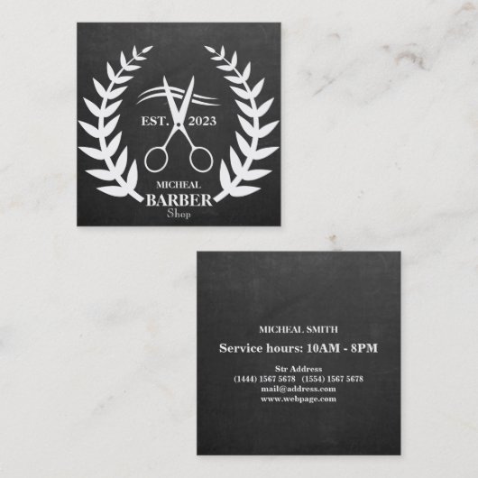 Carte De Visite Carré Tableau noir Ciseaux simples Ciseaux Barres (Devant / Derrière)
