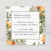 Carte De Visite Carré Tangerine Citrus Orchard Boho Botanique (Dos)