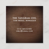 Carte De Visite Carré Tangram Owl Style Bois Design moderne (Dos)