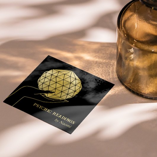 CARTE DE VISITE CARRÉ TAROTS MOYENS PSYCHIQUES FORTUNE TELLER NOIR
