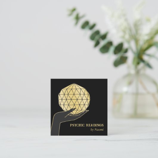 CARTE DE VISITE CARRÉ TAROTS MOYENS PSYCHIQUES FORTUNE TELLER NOIR (Debout devant)