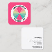 Carte De Visite Carré Tarte Abstraite 01 - Rouge #FF407F (Devant / Derrière)