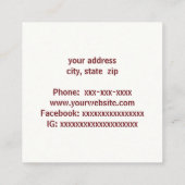 Carte De Visite Carré Tasses à thé et roses (Dos)