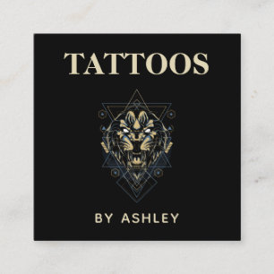 Carte De Visite Carré Tatouage Artiste Salon Tiger Animal sauvage Géomét