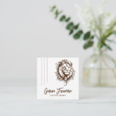 Carte De Visite Carré Tatouage Brown et blanc tendance (Debout devant)