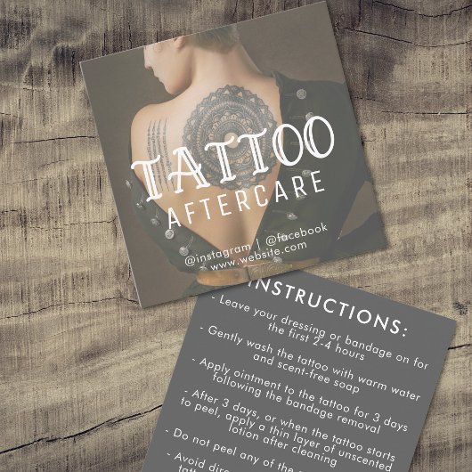 Carte De Visite Carré Tattoo Professional Photo Aftercare Instructions