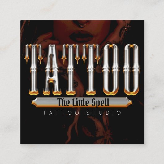 Carte De Visite Carré Tattoo Studio Artiste De Tattoo (Devant)