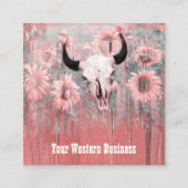 Carte De Visite Carré Taureau Russe Rose Ouest Taureau Taureau Sur Le Bo (Devant)