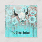 Carte De Visite Carré Taureau Rustique Turquoise Ouest Taureau Taureau S (Devant)