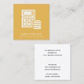 CARTE DE VISITE CARRÉ TAXE COMPTABLE DE L'ICÔNE DE CALCUL MODERNE JAUNE (Devant / Derrière)