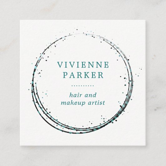 Carte De Visite Carré Teal fascinant et noir (Devant)