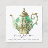 Carte De Visite Carré Teapot vert à la menthe (Devant)