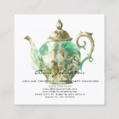 Carte De Visite Carré Teapot vert à la menthe (Dos)