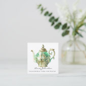 Carte De Visite Carré Teapot vert à la menthe (Debout devant)