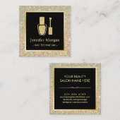 Carte De Visite Carré Technicien à ongles Parties scintillant or Polonai (Devant / Derrière)