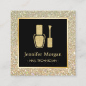 Carte De Visite Carré Technicien à ongles Parties scintillant or Polonai (Devant)