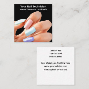 Carte De Visite Carré Technicien Ongles Colorés Simple Vernis à Ongles