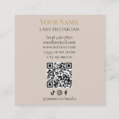 Carte De Visite Carré Technicienne de cils QR code de luxe (Dos)
