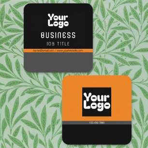 Carte De Visite Carré Téléchargez votre logo Noir Gris & Orange (modif