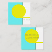 Carte De Visite Carré Téméraire Abstrait Cercle Turquoise Vert Jaune (Devant / Derrière)