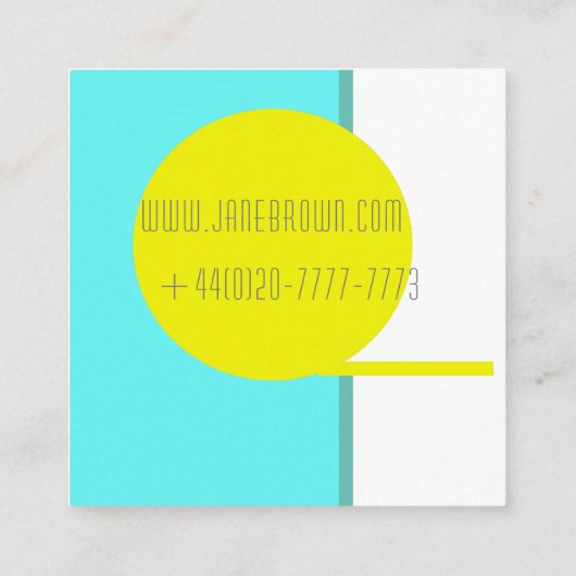 Carte De Visite Carré Téméraire Abstrait Cercle Turquoise Vert Jaune (Dos)