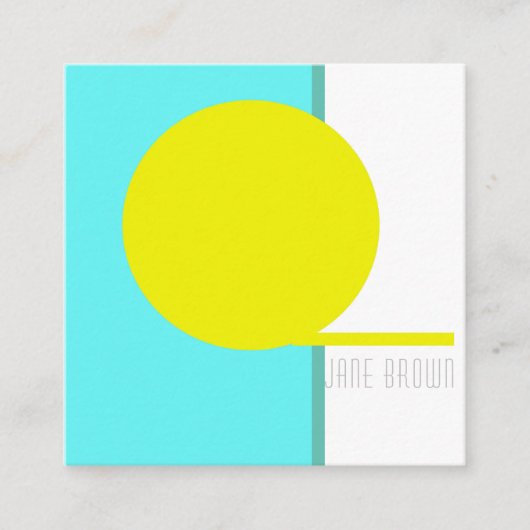Carte De Visite Carré Téméraire Abstrait Cercle Turquoise Vert Jaune (Devant)