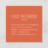 Carte De Visite Carré Tendance contemporaine Chic Bold Typographie Orang (Dos)