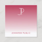 Carte De Visite Carré Tendance Couleur Viva Magenta Monogramme initial (Devant)